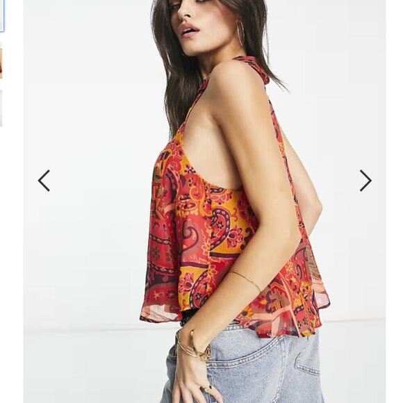 Free People Strawberry Meadow Combo Soft Flowy Boho Festival Top Medium - Picture 3 of 11